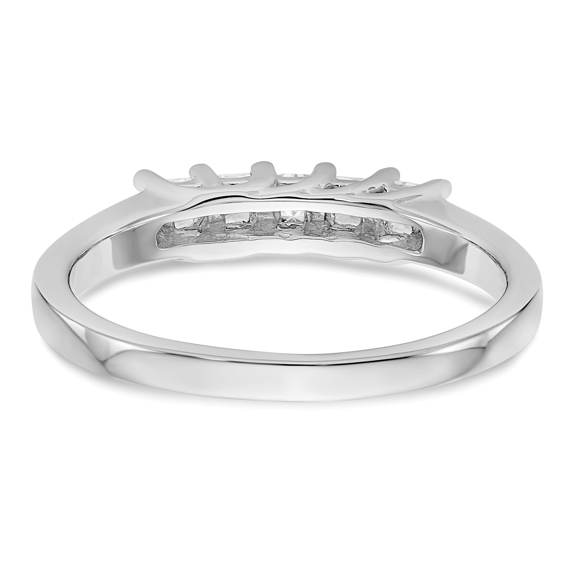 0.35ct. CZ Solid Real 14K White Gold 5-Stone Wedding Band Ring