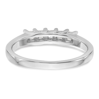 0.35ct. CZ Solid Real 14K White Gold 5-Stone Wedding Band Ring