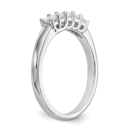 0.35ct. CZ Solid Real 14K White Gold 5-Stone Wedding Band Ring