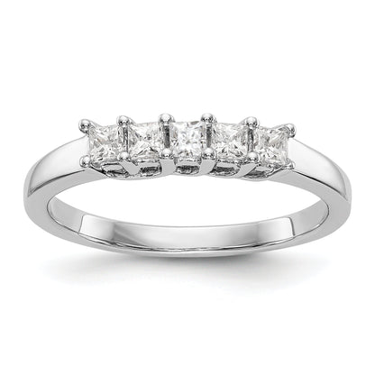0.35ct. CZ Solid Real 14K White Gold 5-Stone Wedding Band Ring