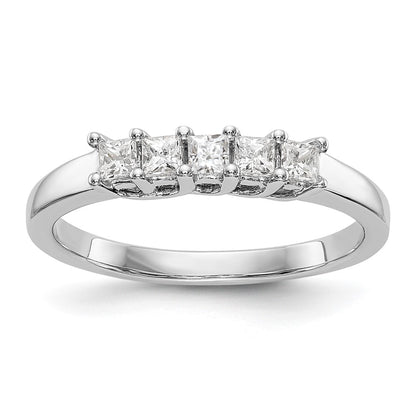 14K White Gold 5-Stone Real Diamond Band