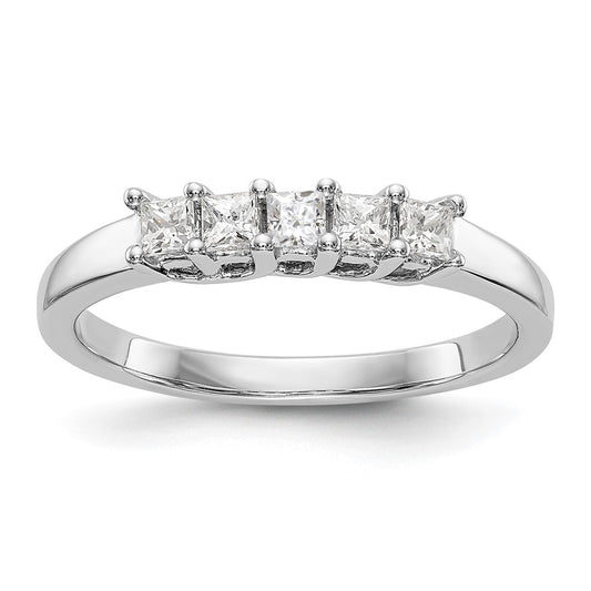 14K White Gold 5-Stone Real Diamond Band