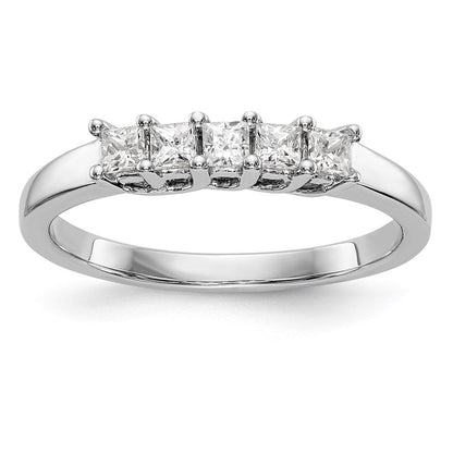 14k white gold 5 stone real diamond band y7067aa