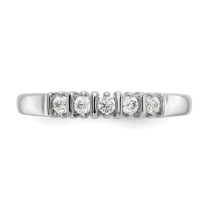 0.25ct. CZ Solid Real 14K White Gold 5-Stone Wedding Band Ring