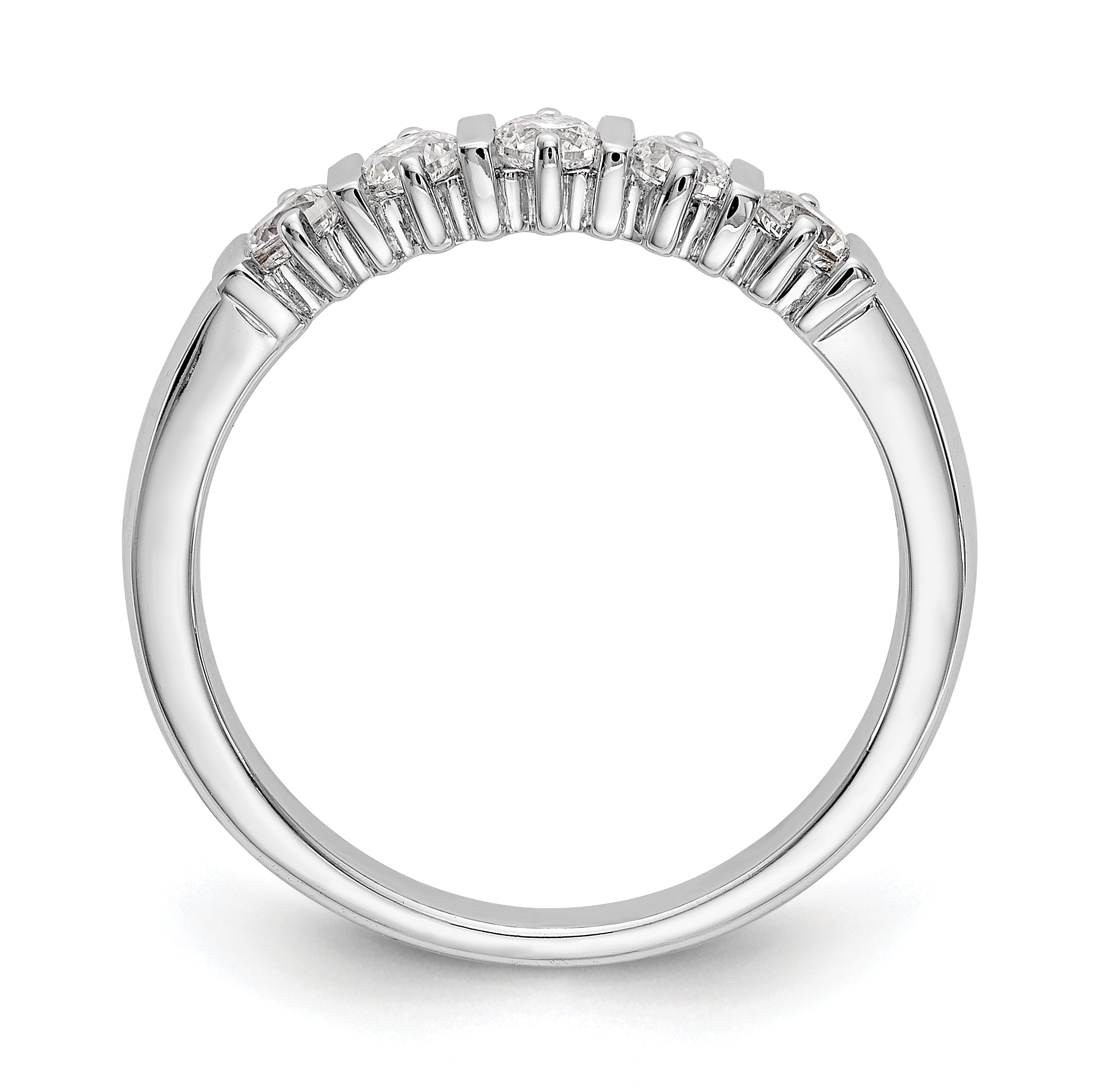 0.50ct. CZ Solid Real 14K White Gold 5-Stone Wedding Band Ring
