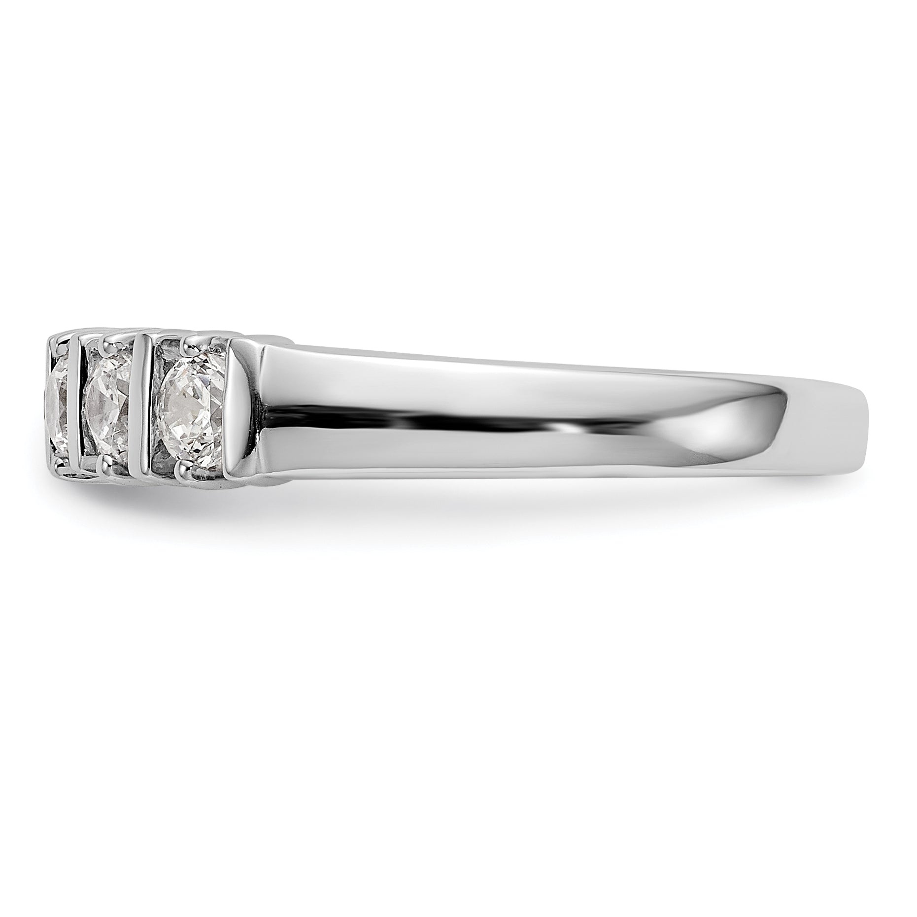 0.50ct. CZ Solid Real 14K White Gold 5-Stone Wedding Band Ring