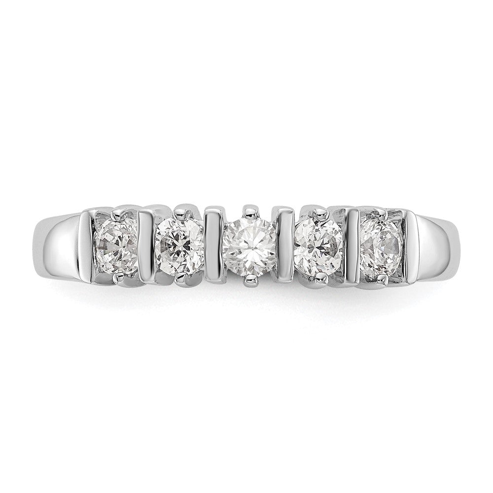 14K White Gold 5-Stone Real Diamond Band