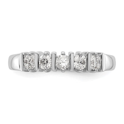 14K White Gold 5-Stone Real Diamond Band