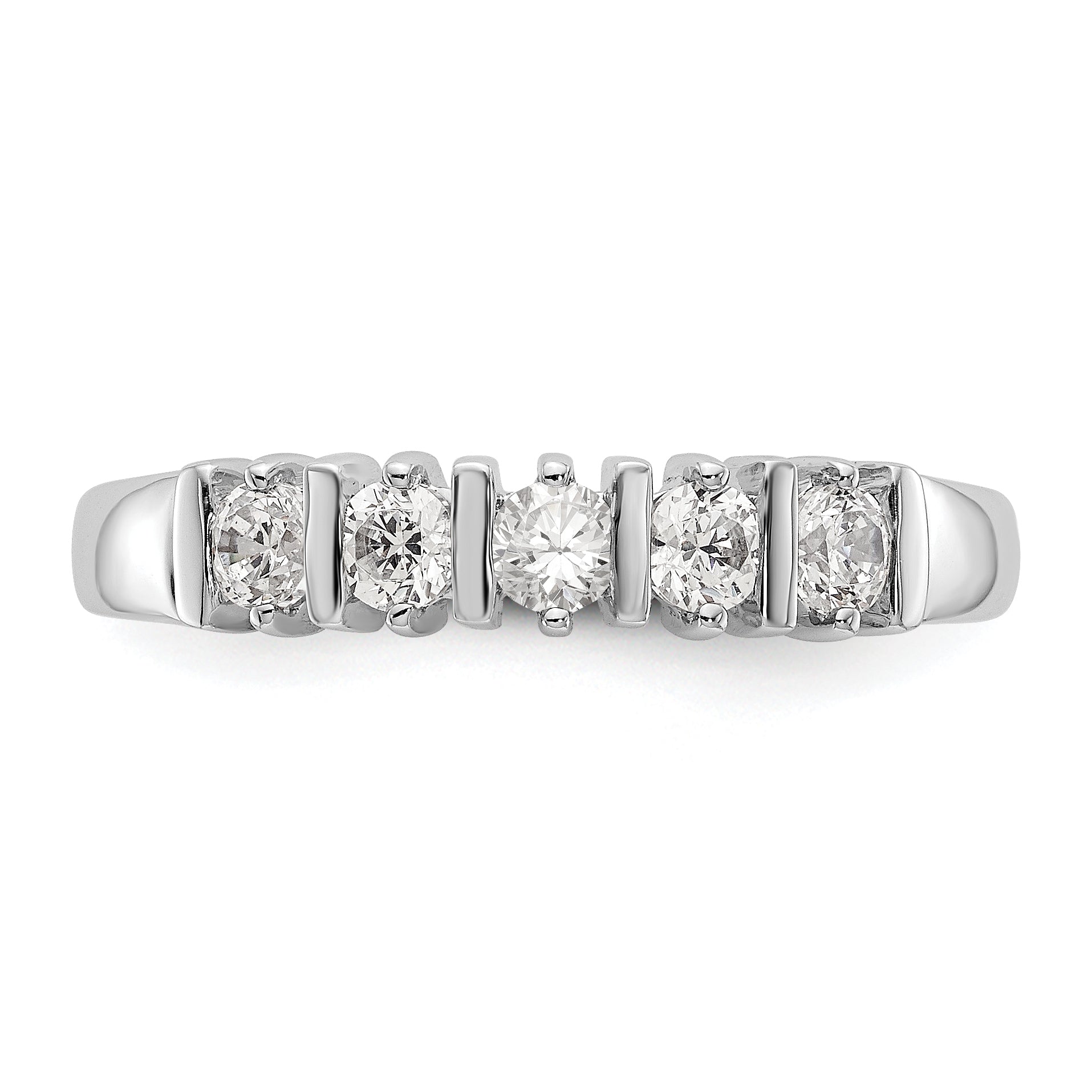 0.50ct. CZ Solid Real 14K White Gold 5-Stone Wedding Band Ring
