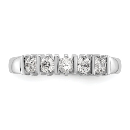 0.50ct. CZ Solid Real 14K White Gold 5-Stone Wedding Band Ring