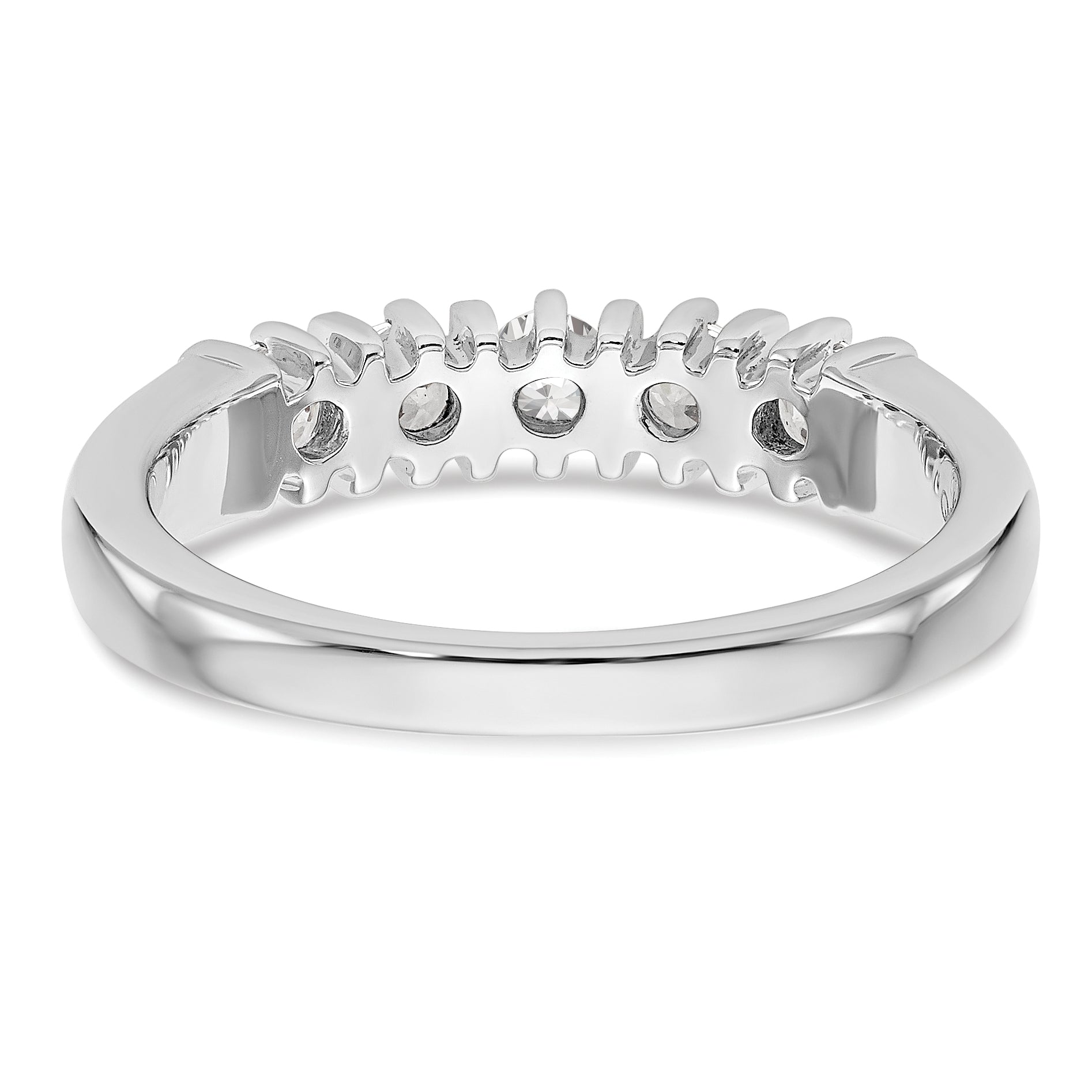 0.50ct. CZ Solid Real 14K White Gold 5-Stone Wedding Band Ring