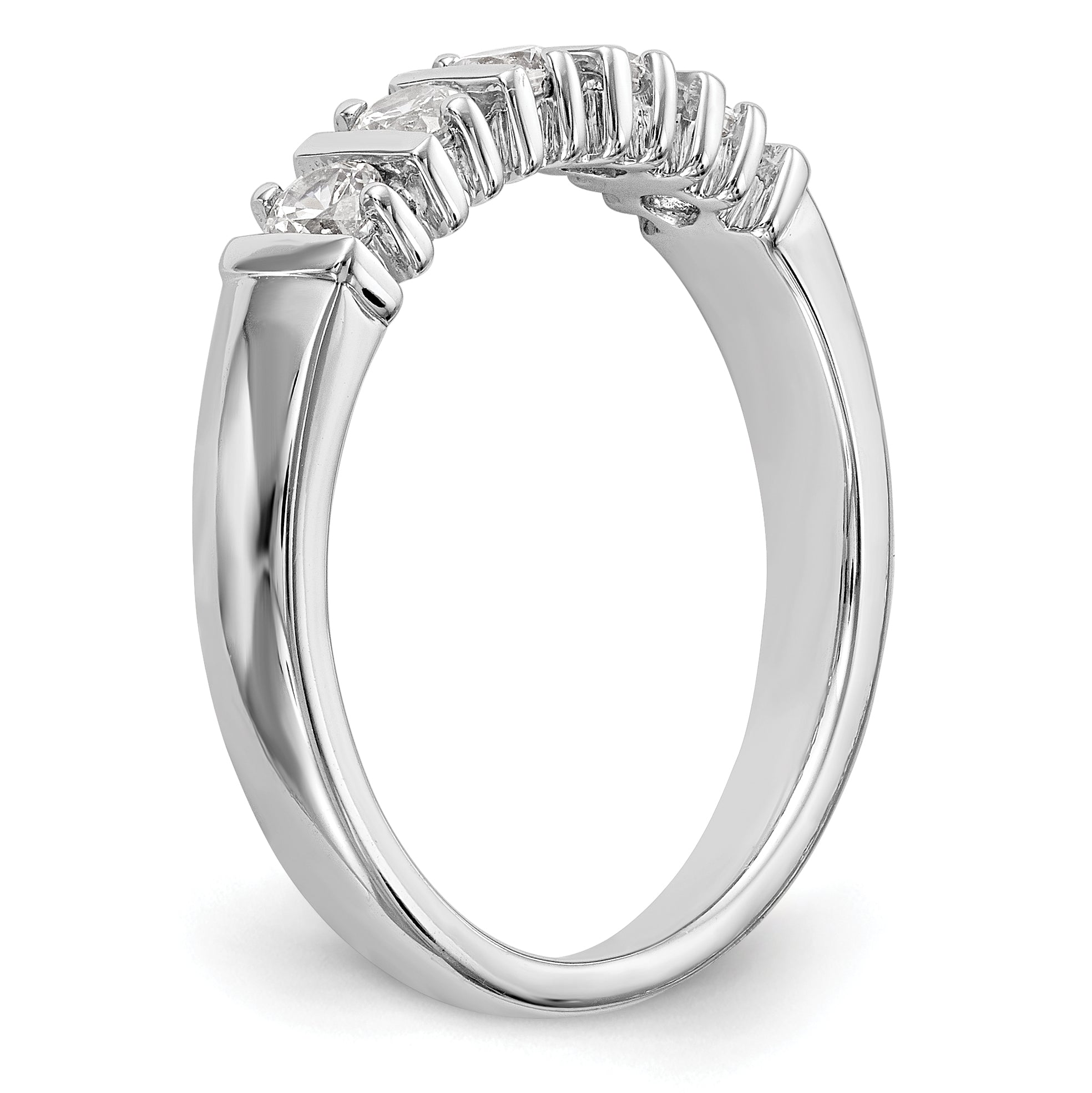 0.50ct. CZ Solid Real 14K White Gold 5-Stone Wedding Band Ring