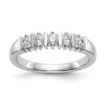 0.50ct. CZ Solid Real 14K White Gold 5-Stone Wedding Band Ring