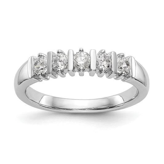 0.50ct. CZ Solid Real 14K White Gold 5-Stone Wedding Band Ring