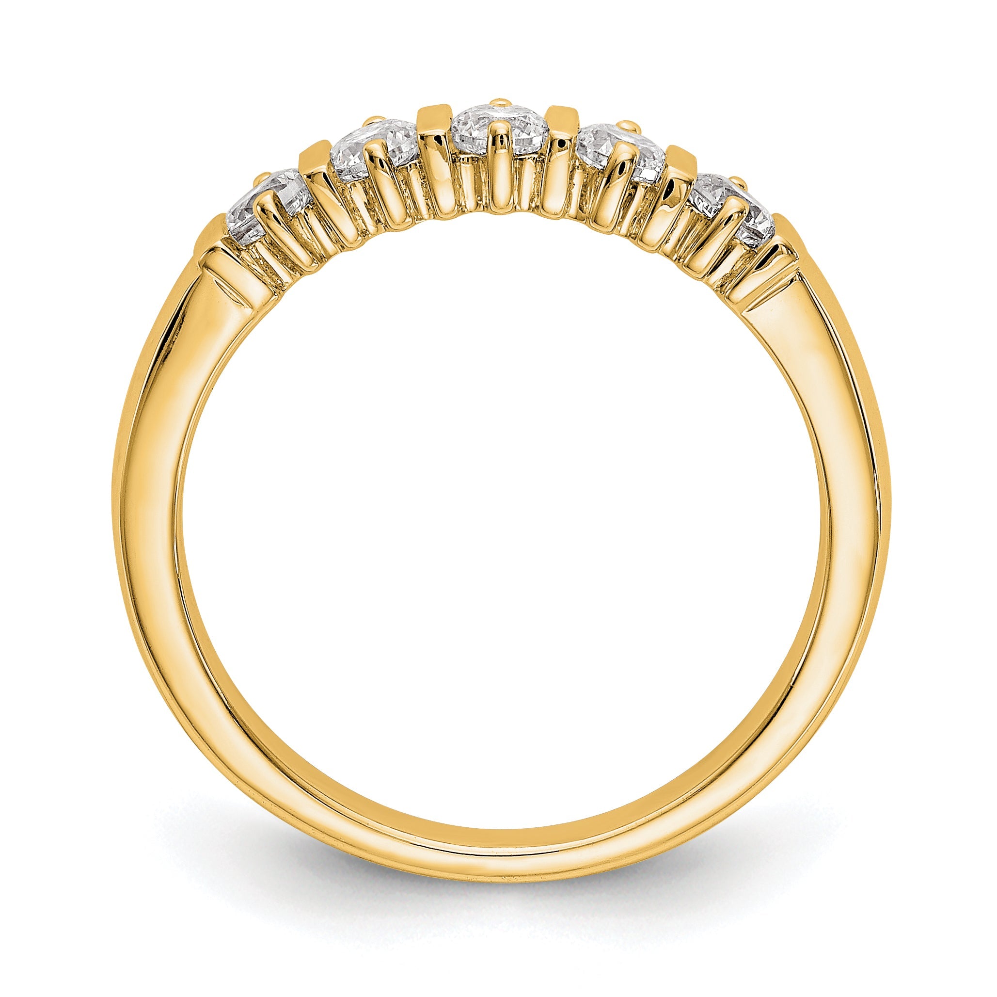 0.47ct. CZ Solid Real 14K Yellow Gold 5-Stone Wedding Band Ring