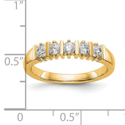 0.25ct. CZ Solid Real 14K Yellow Gold 5-Stone Wedding Band Ring