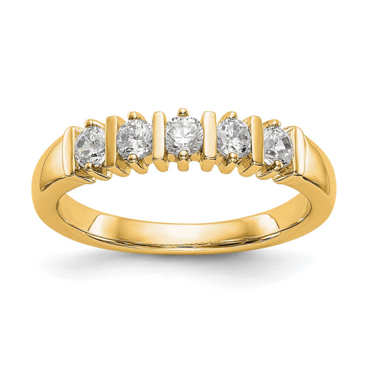 0.25ct. CZ Solid Real 14K Yellow Gold 5-Stone Wedding Band Ring
