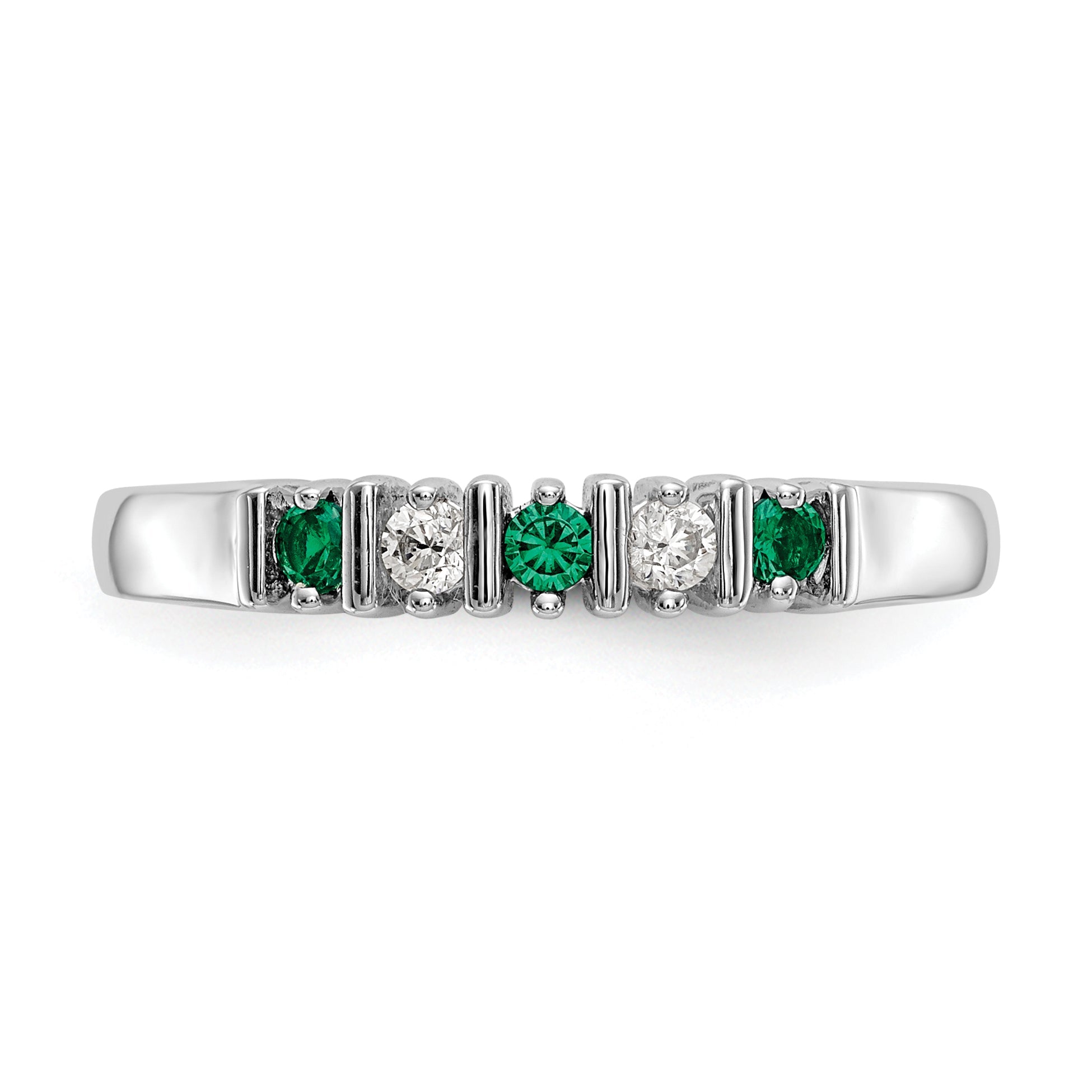 Solid 14k White Gold Simulated CZ w/Simulated Sapphire Band
