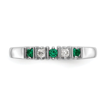 Solid 14k White Gold Simulated CZ w/Simulated Sapphire Band