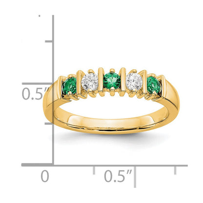 14k yellow gold real diamond w emerald band x8682e aa