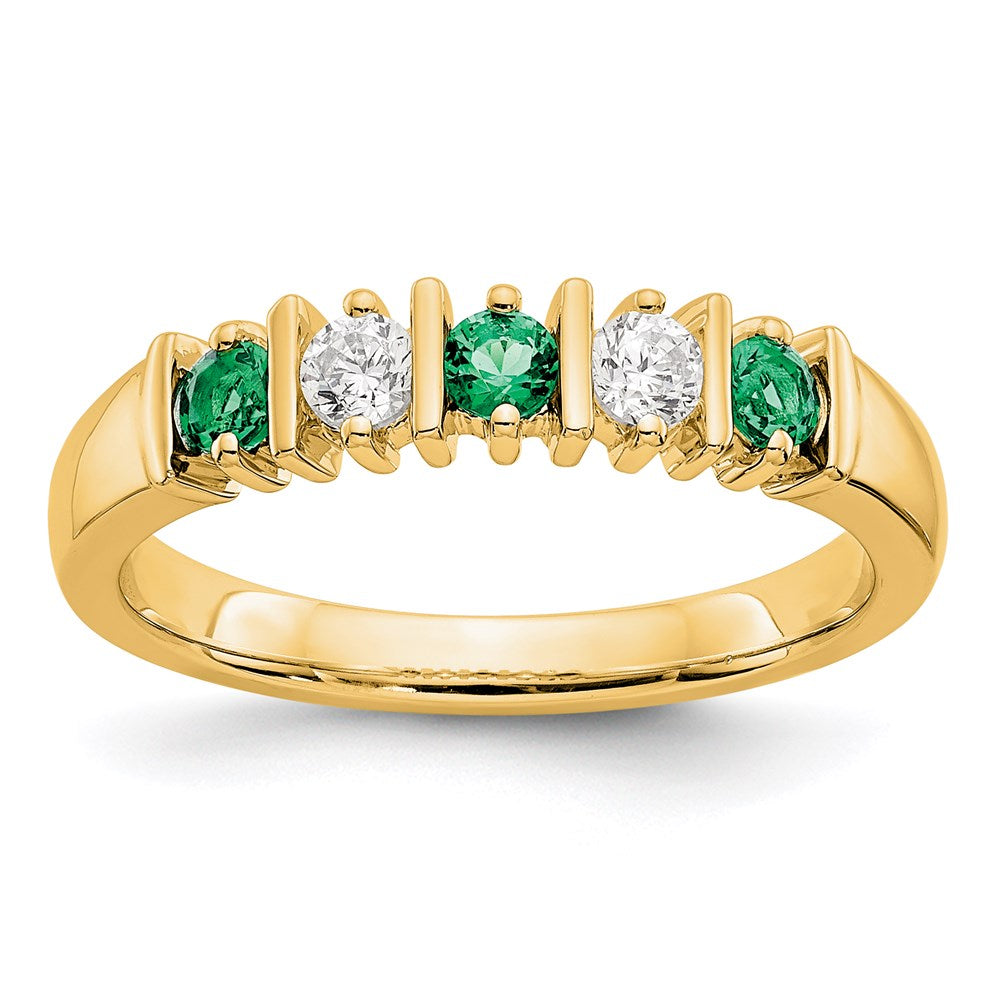 14k yellow gold real diamond w emerald band x8682e aa