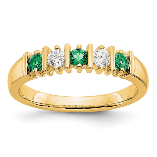 14k yellow gold real diamond w emerald band x8682e aa