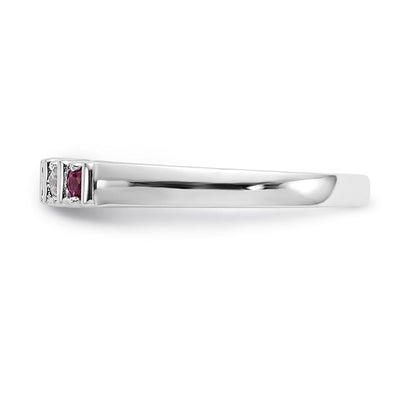 14k White Gold Real Diamond w/Ruby Band