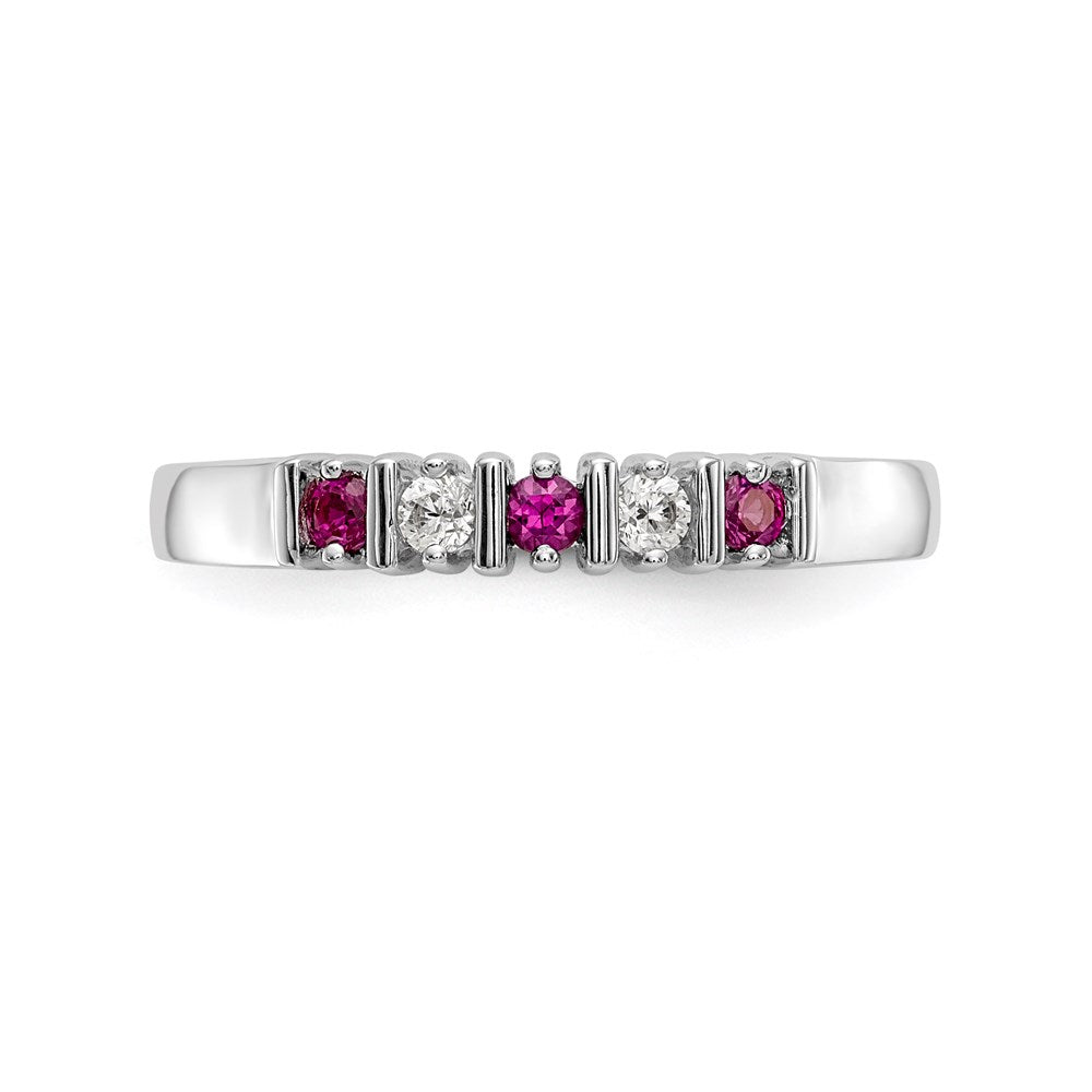 14k White Gold Real Diamond w/Ruby Band