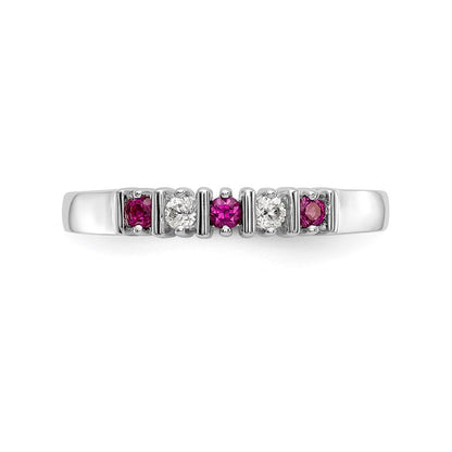 14k White Gold Real Diamond w/Ruby Band