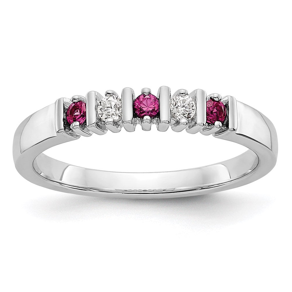 14k White Gold Real Diamond w/Ruby Band