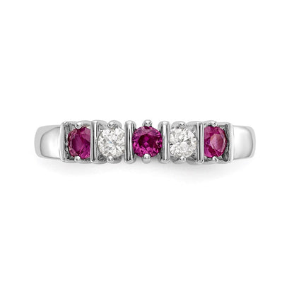 14k White Gold Real Diamond w/Ruby Band