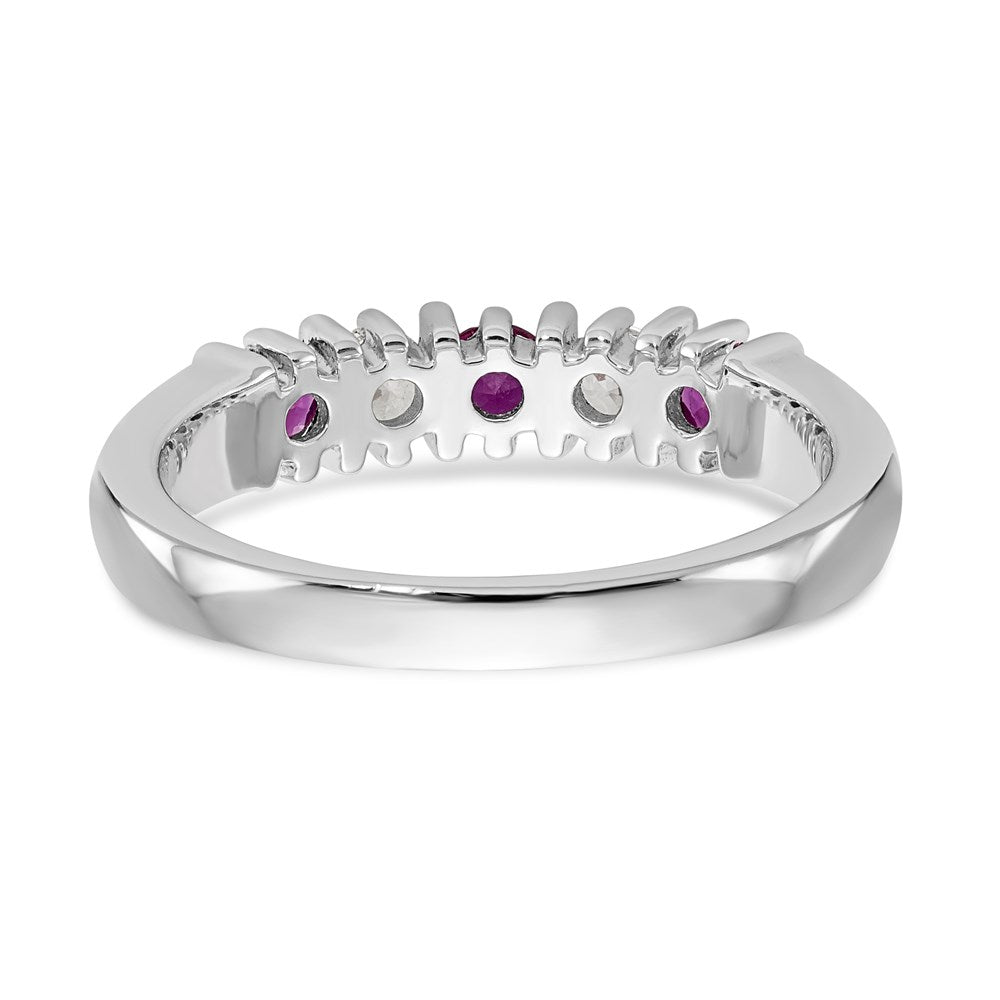 14k White Gold Real Diamond w/Ruby Band