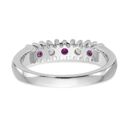 14k White Gold Real Diamond w/Ruby Band