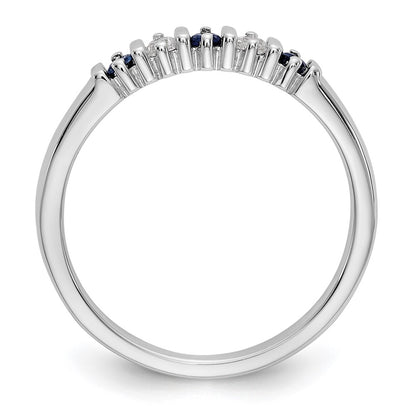 Solid 14k White Gold Simulated CZ w/Simulated Sapphire Band