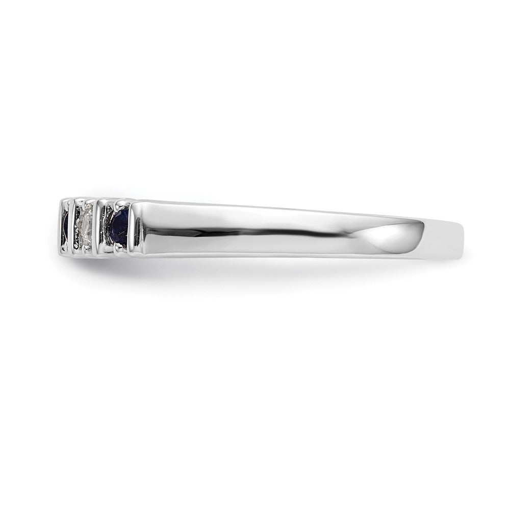 Solid 14k White Gold Simulated CZ w/Simulated Sapphire Band