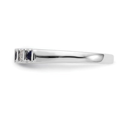 Solid 14k White Gold Simulated CZ w/Simulated Sapphire Band