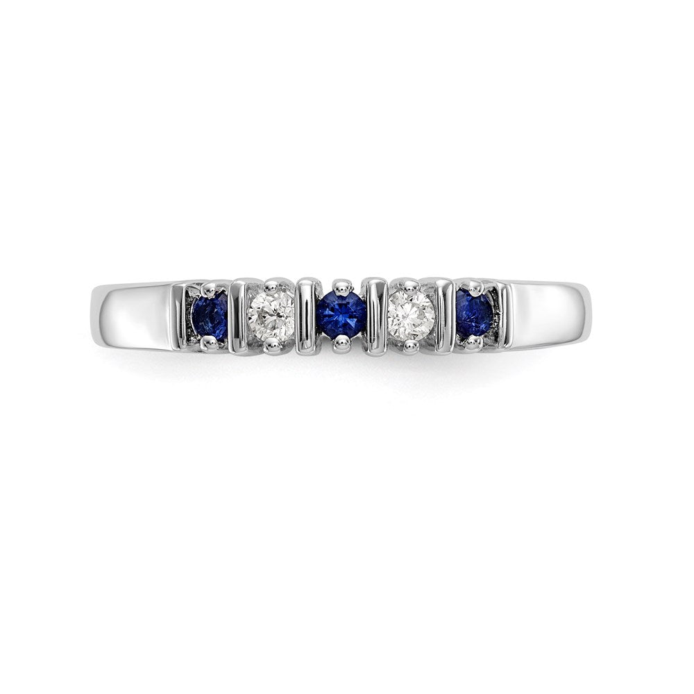 14k White Gold Real Diamond w/Sapphire Band