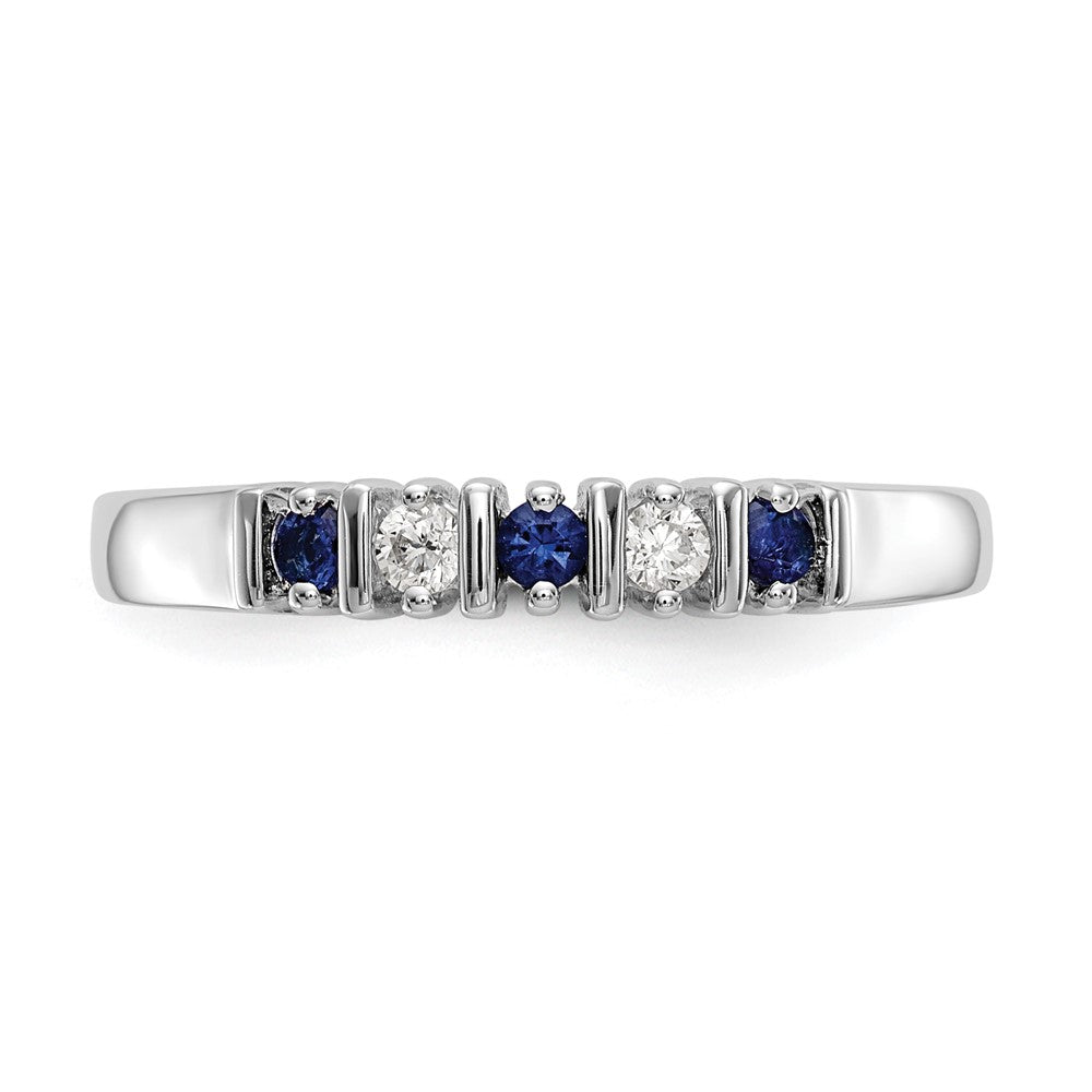 Solid 14k White Gold Simulated CZ w/Simulated Sapphire Band