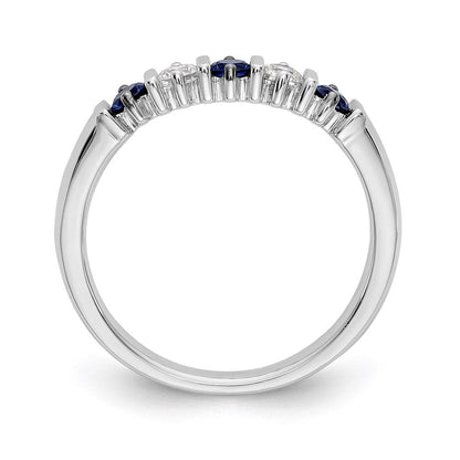 14k White Gold Real Diamond w/Sapphire Band