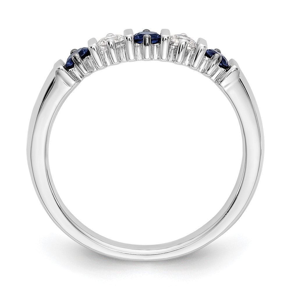 Solid 14k White Gold Simulated CZ w/Simulated Sapphire Band