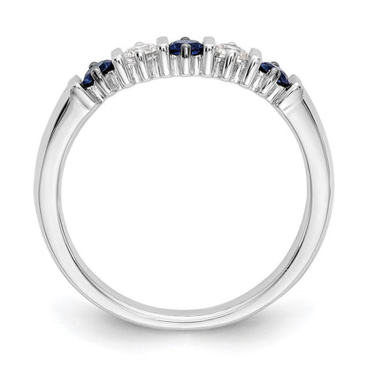 Solid 14k White Gold Simulated CZ w/Simulated Sapphire Band