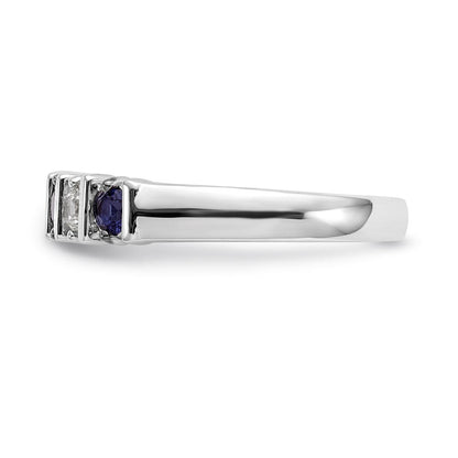 14k White Gold Real Diamond w/Sapphire Band