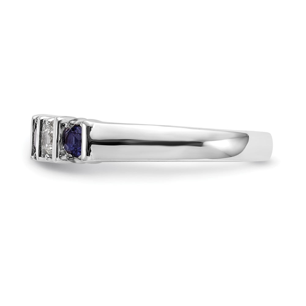 14k White Gold Real Diamond w/Sapphire Band