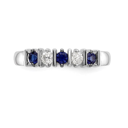 14k White Gold Real Diamond w/Sapphire Band
