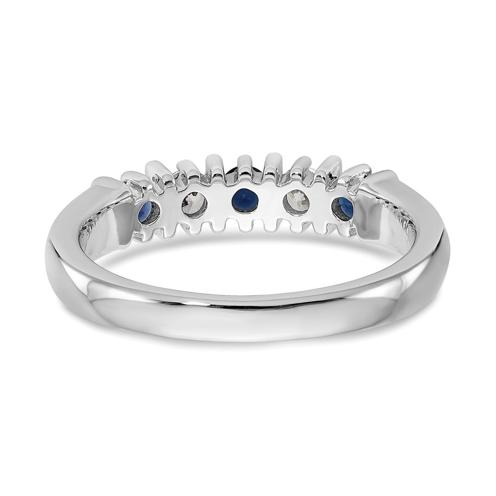 Solid 14k White Gold Simulated CZ w/Simulated Sapphire Band