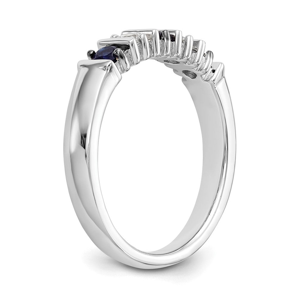 Solid 14k White Gold Simulated CZ w/Simulated Sapphire Band