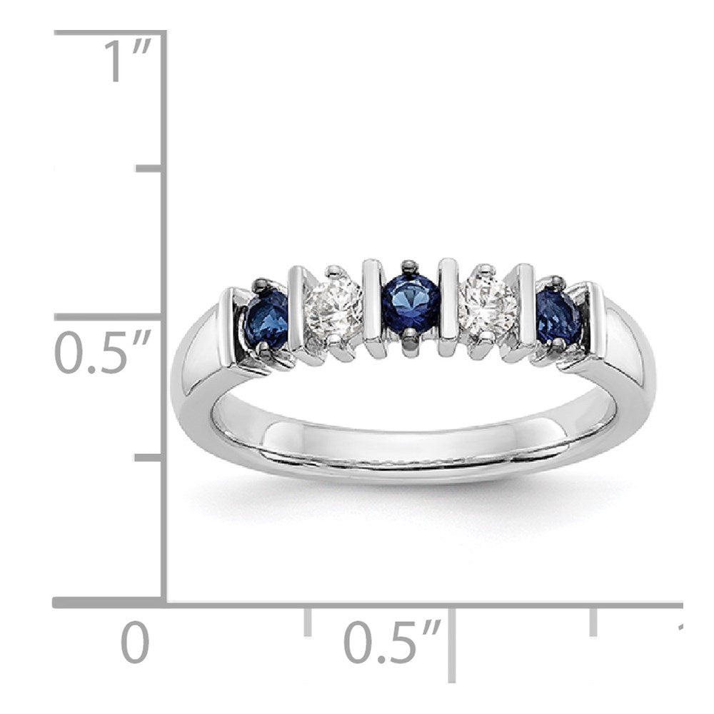 Solid 14k White Gold Simulated CZ w/Simulated Sapphire Band