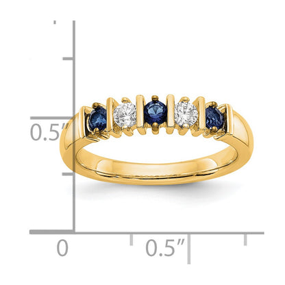 14k Yellow Gold Real Diamond w/Sapphire Band