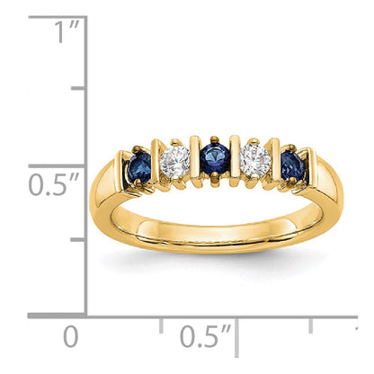 14k Yellow Gold Real Diamond w/Sapphire Band