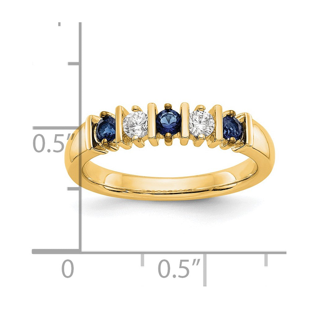 Solid 14k Yellow Gold Simulated CZ w/Simulated Sapphire Band
